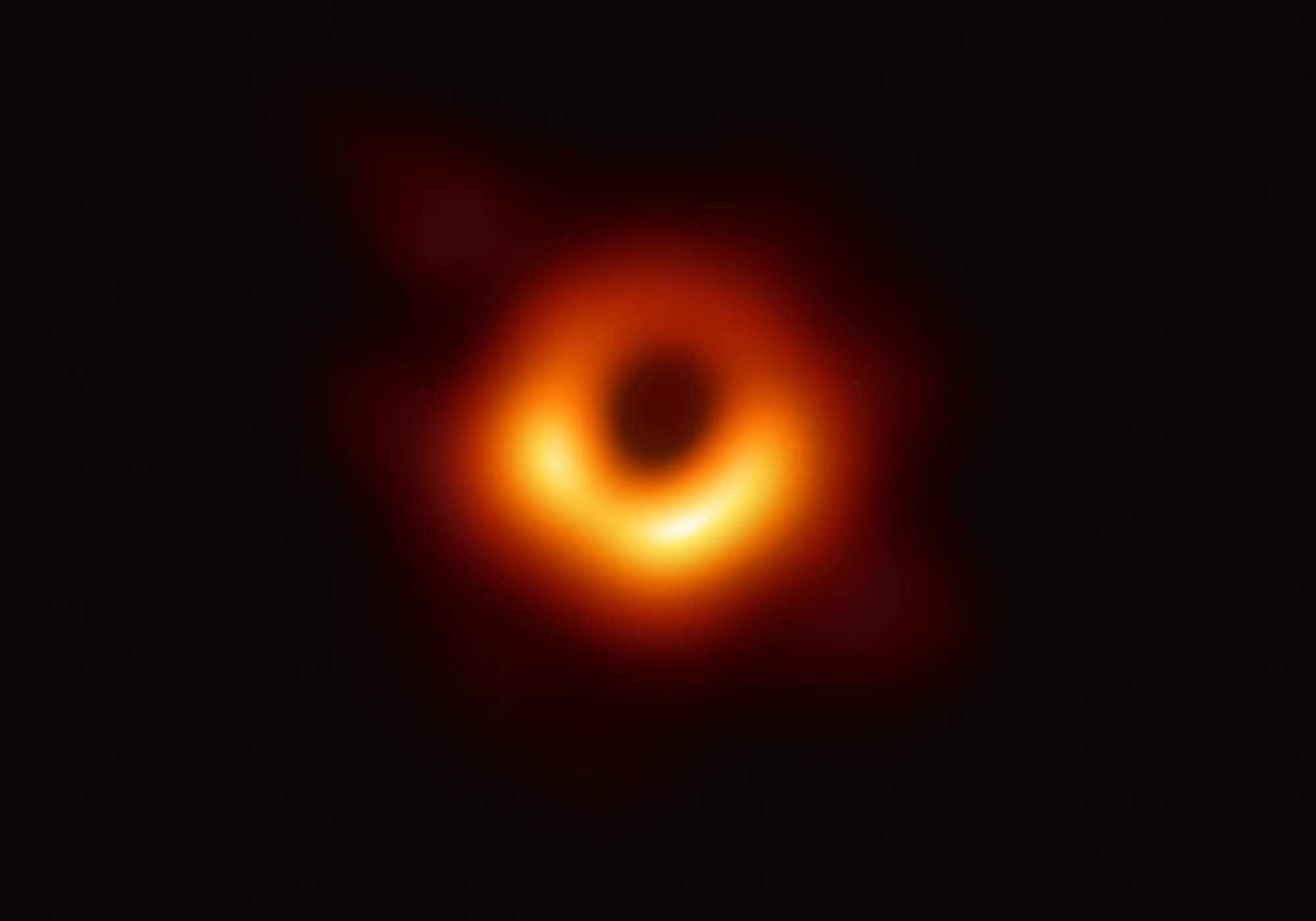 The first direct image of a supermassive black hole. Event Horizon Telescope - https://www.eso.org/public/images/eso1907a/